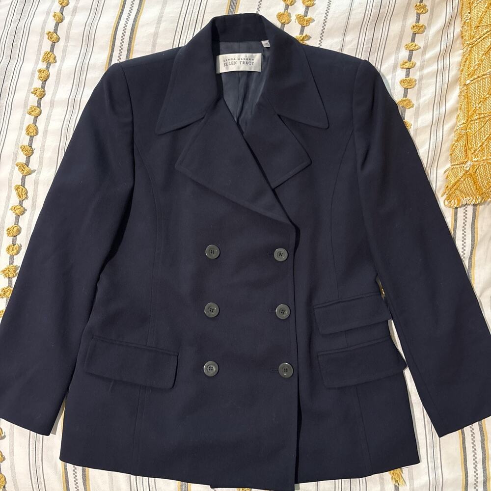 Linda Allard Ellen Tracy 14, 100% Wool Vintage Blazer, Shoulder Pads, EUC